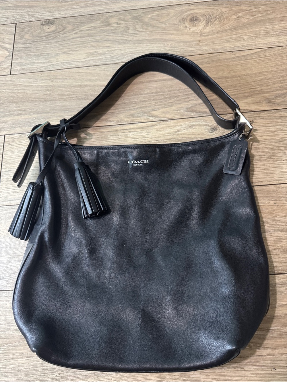 Coach Black Leather legacy Shoulder/ crossbody  Bag with Tassels